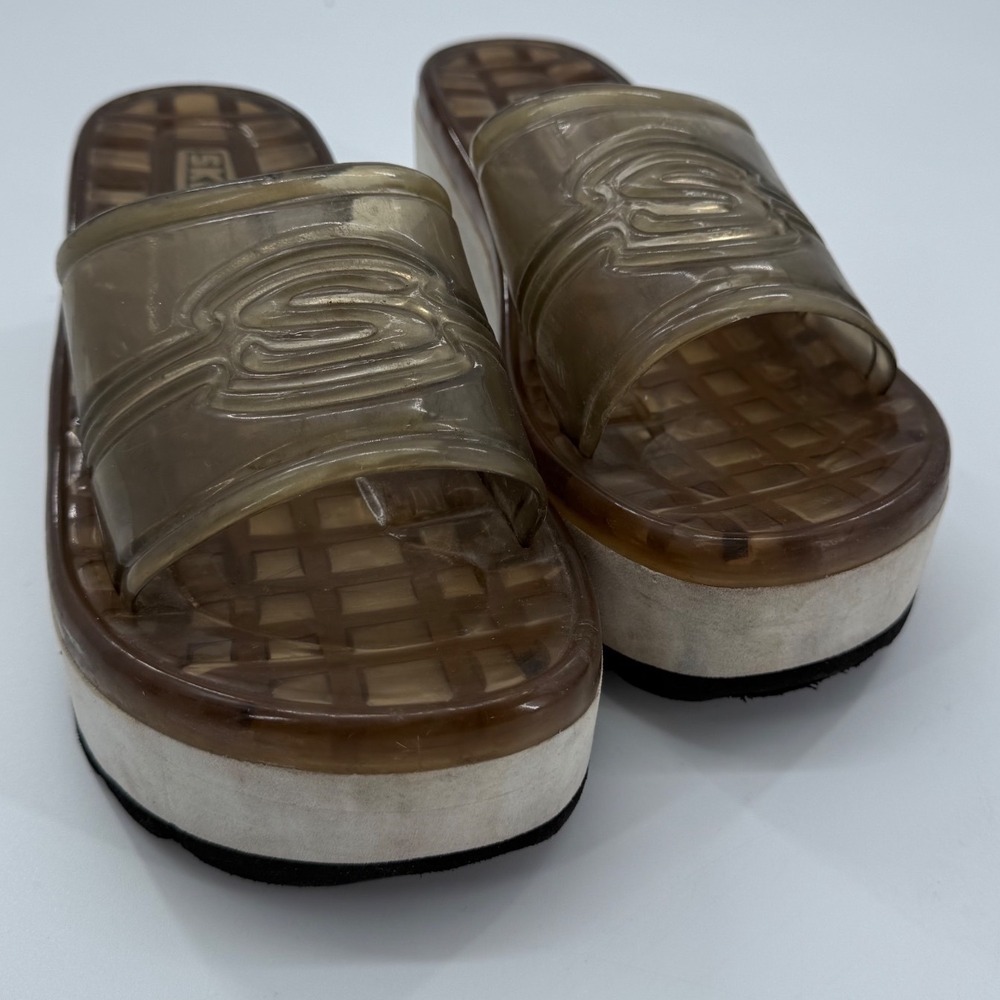 Skechers Platform Slide Sandal Jelly Sz 7 Y2K Chunky Wedge 90s Retro Nostalgic